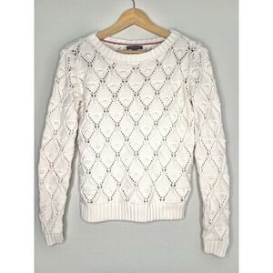 Tommy Hilfiger women's Openwork Diamond Bobble Knit‎ Sweater cottage core S #3